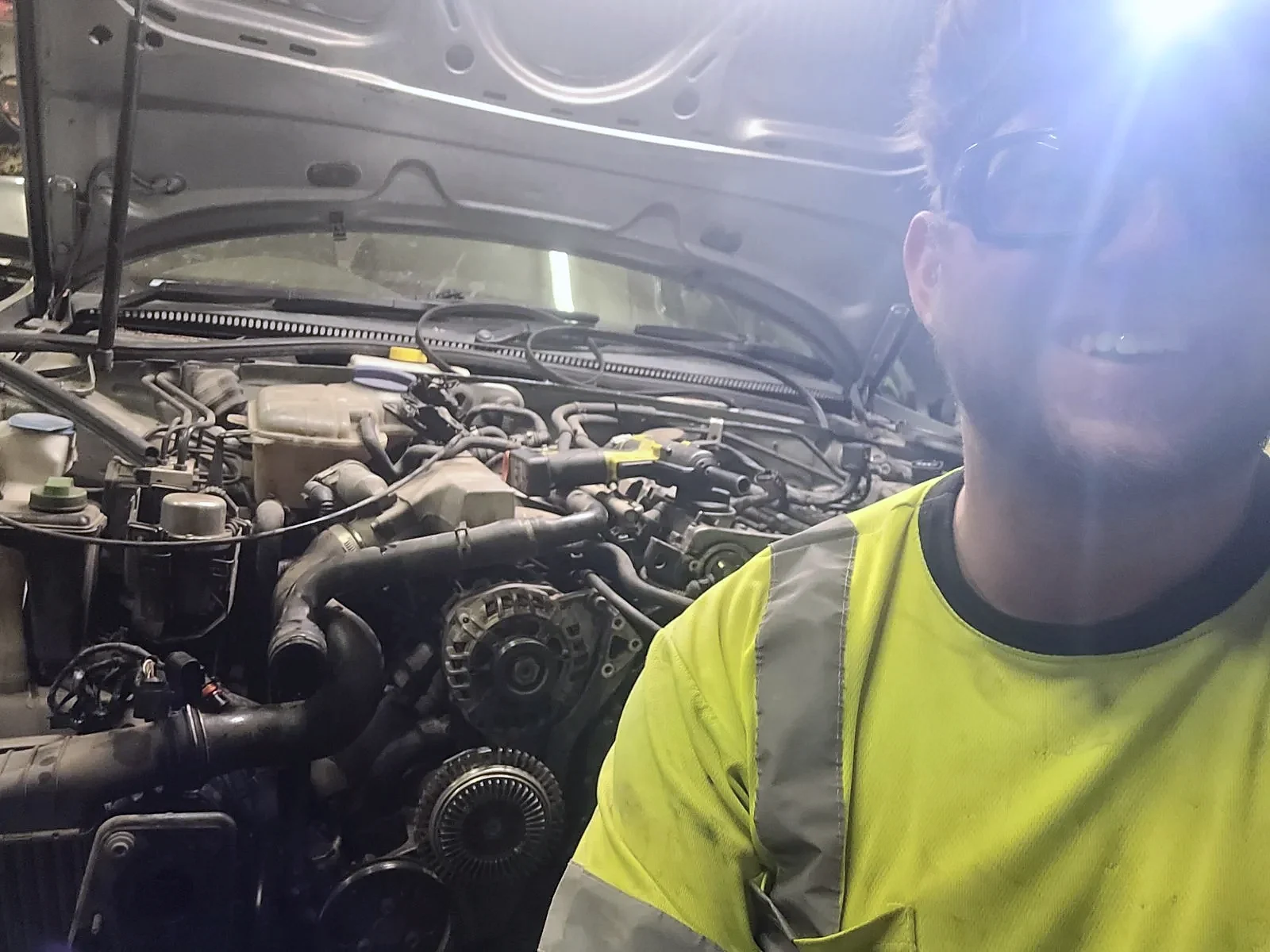 Hard at work in the bay — The Automotive Shop crew in Jerome, Idaho