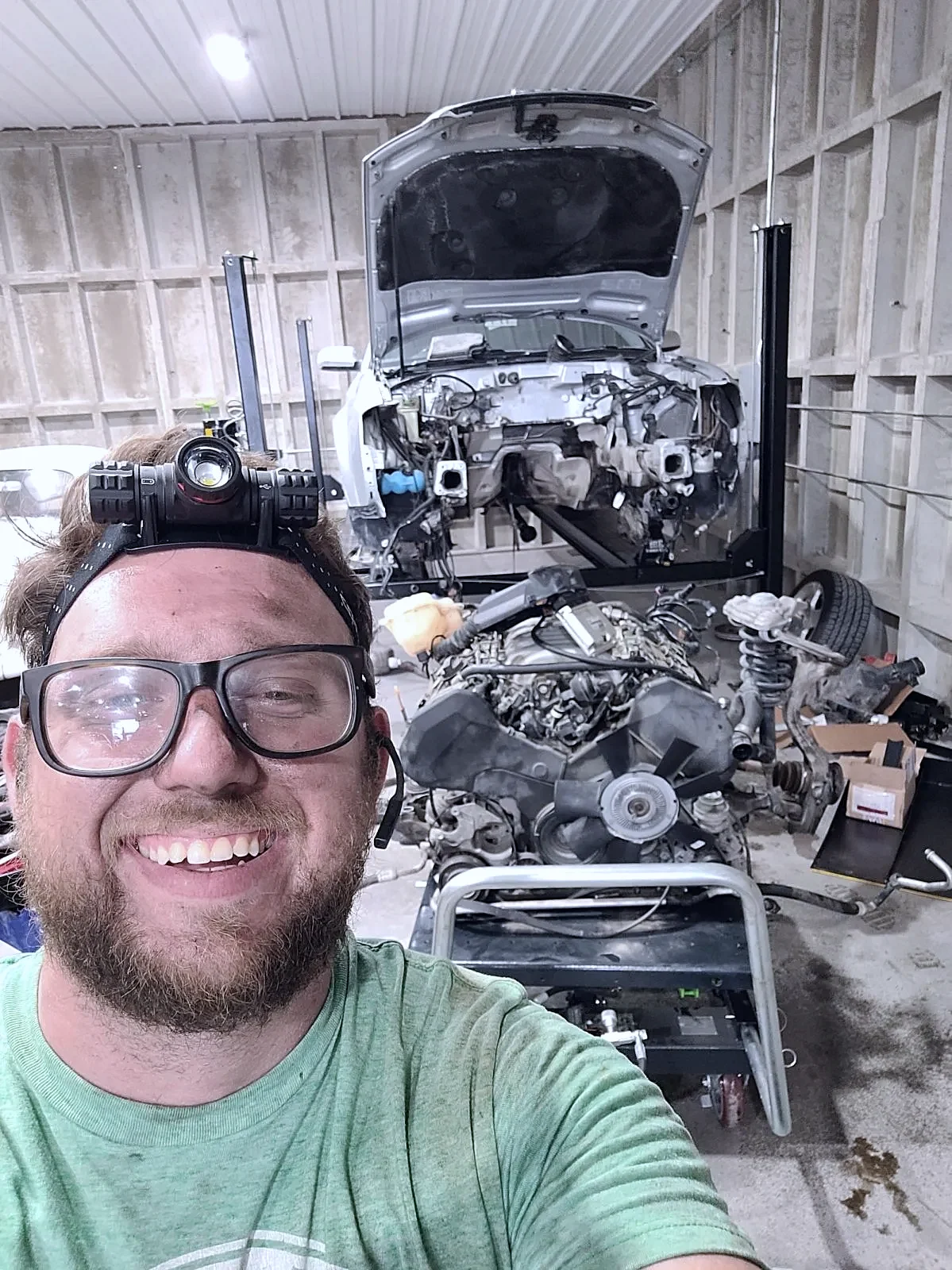 Technician on a European car engine-out job in Jerome, Idaho